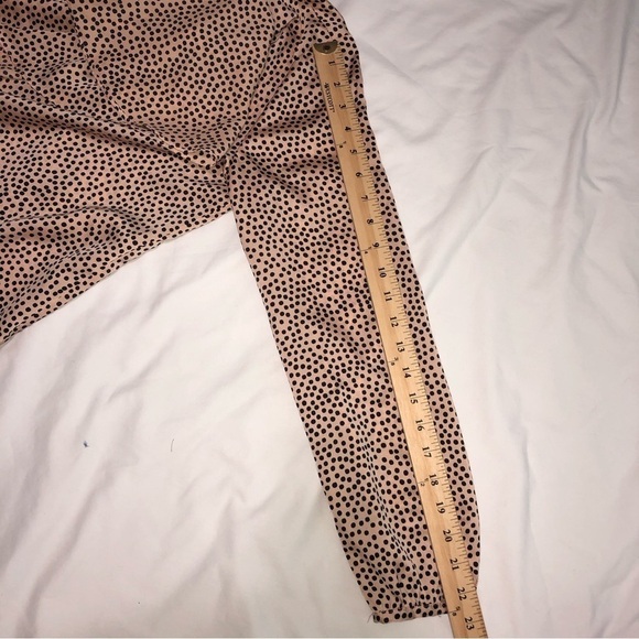Zara Basic Asymmetric Ruffle Blouse Size M Long Sleeve Polka Dot Pink Black - Picture 9 of 10